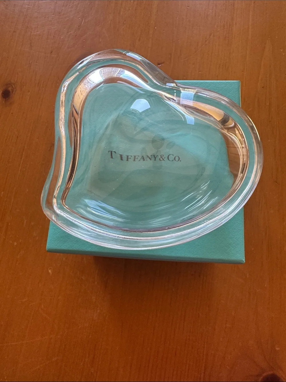 Tiffany & Co. Clear Glass Decorative Bowl with Signature Blue Box